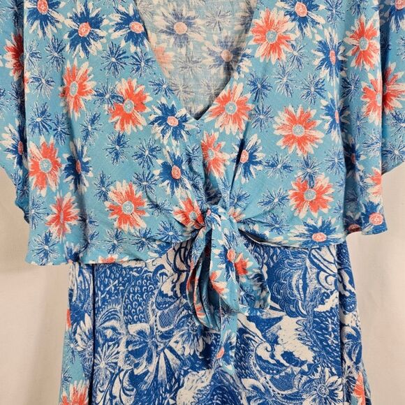 Free People Dark Star Cutout Dress in Blue Floral - Size S - Picture 5 of 11